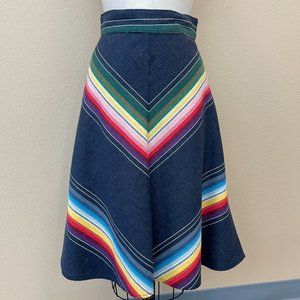 Handmade 60s 70s Classic Southwest Serape Striped Mexican Hippie Boho Skirt